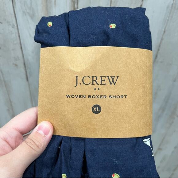 NWT JCrew Woven Boxer Shorts Navy Olive Novelty Print AS576 - Picture 2 of 4